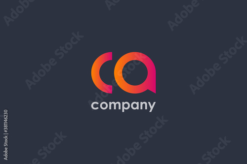 Initial Letter c and a Logo. Modern Gradient Shape isolated on Black Background. Usable for Business and Branding Logos. Flat Vector Logo Design Template Element.