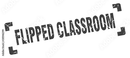flipped classroom stamp. square grunge sign isolated on white background
