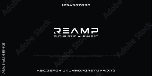 futuristic minimalist display font design, alphabet, typeface, letters and numbers, typography.