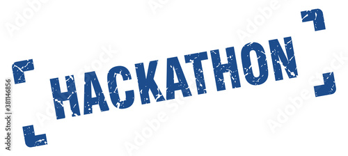 hackathon stamp. square grunge sign isolated on white background