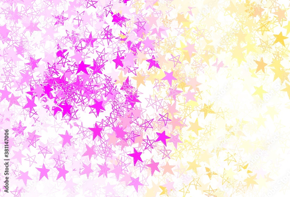 Light Pink, Yellow vector texture with beautiful stars.