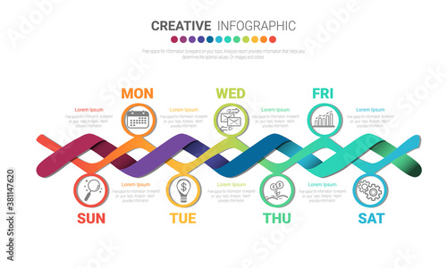 Infographic design template with 9 options, Can be used for process diagram, presentations, workflow layout, banner, flow chart, info graph.