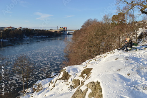 Canvas Print Winter wonderland and snowy landscape in Sundbyberg, (Stockholm), Sweden
