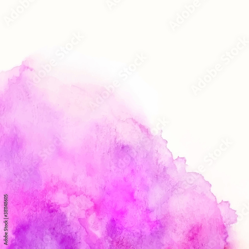 Hand painted watercolor texture. Abstract pink and lilac color splash on white background. 