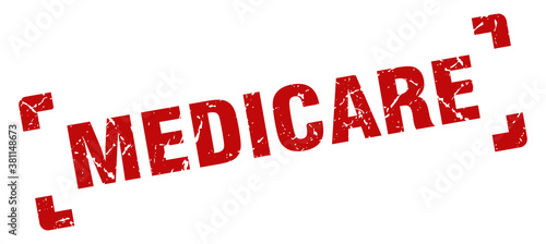 medicare stamp. square grunge sign isolated on white background