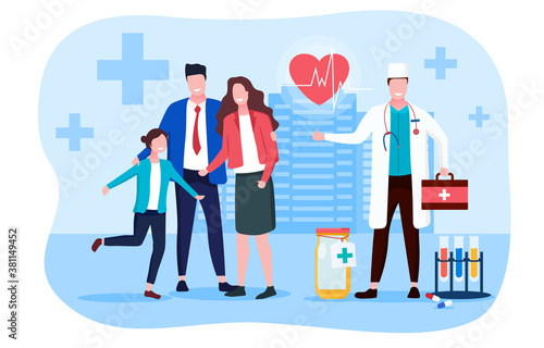 Professional telemedicine and healthcare concept. Flat vector Illustration