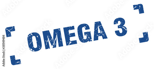 omega 3 stamp. square grunge sign isolated on white background
