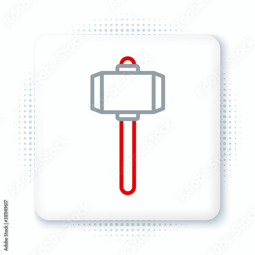 Line Battle hammer icon isolated on white background. Colorful outline concept. Vector.