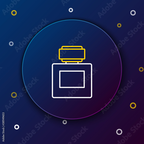 Line Aftershave icon isolated on blue background. Cologne spray icon. Male perfume bottle. Colorful outline concept. Vector.