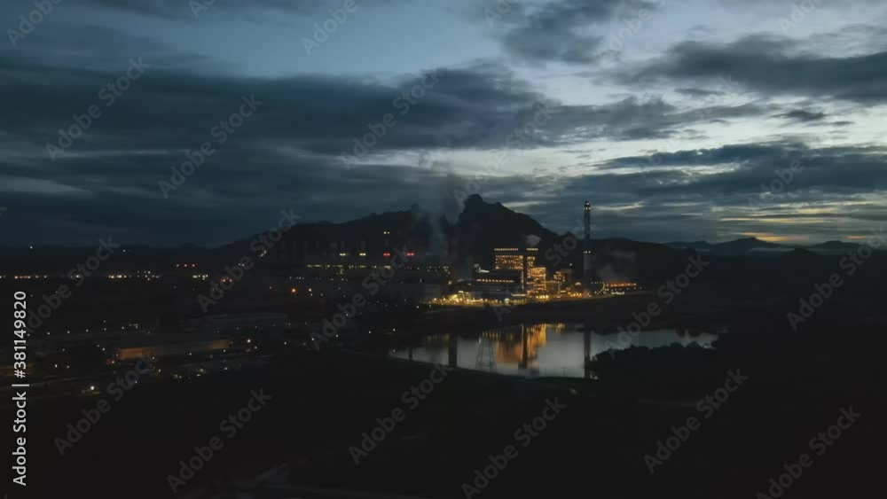 Aerial view, Panoramic view of coal-fired power plants in a large area The machine is working to generate electricity. Beautiful morning sunrise sky, Mae Moh, Lampang Province, Thailand. Aerial view, Panoramic view of coal-fired power plants in a large area The machine is working to generate electricity. Beautiful morning sunrise sky, Mae Moh, Lampang Province, Thailand.