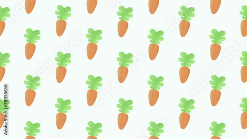 Pattern background with orange carrots. carrot vegetable animation