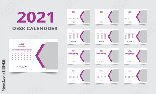 Desk calendar design 2021 template Set of 12 Months, Week starts Monday, Stationery design, calendar planner
