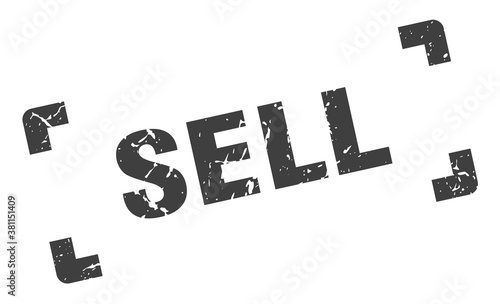 sell stamp. square grunge sign isolated on white background