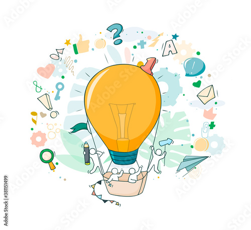 little people with flying lamp idea