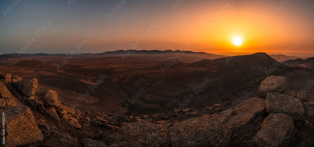 sunset over the mountains of fuerteventura