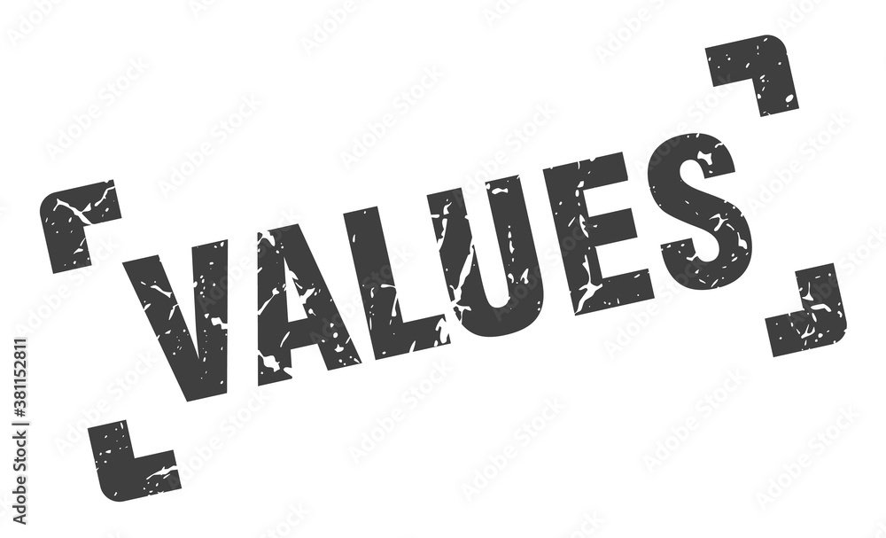 values stamp. square grunge sign isolated on white background values stamp. square grunge sign isolated on white background