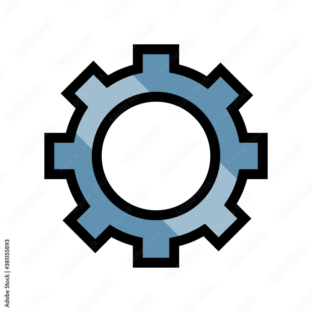 Drawn setting element. Vector blue icon.