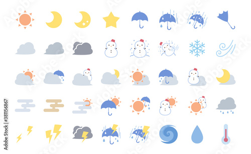 天気のかわいいアイコン素材セット_イラスト