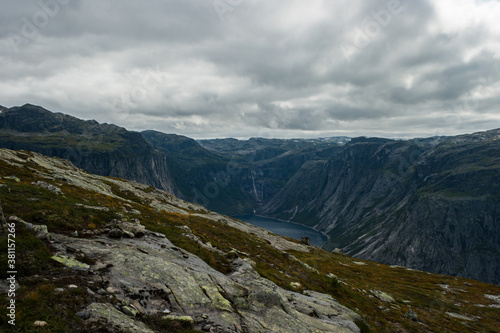 Hike to Trolltunga  Odda  S  rfjord Norwegen  Scandinavia  14km each way  more than 900m uphill