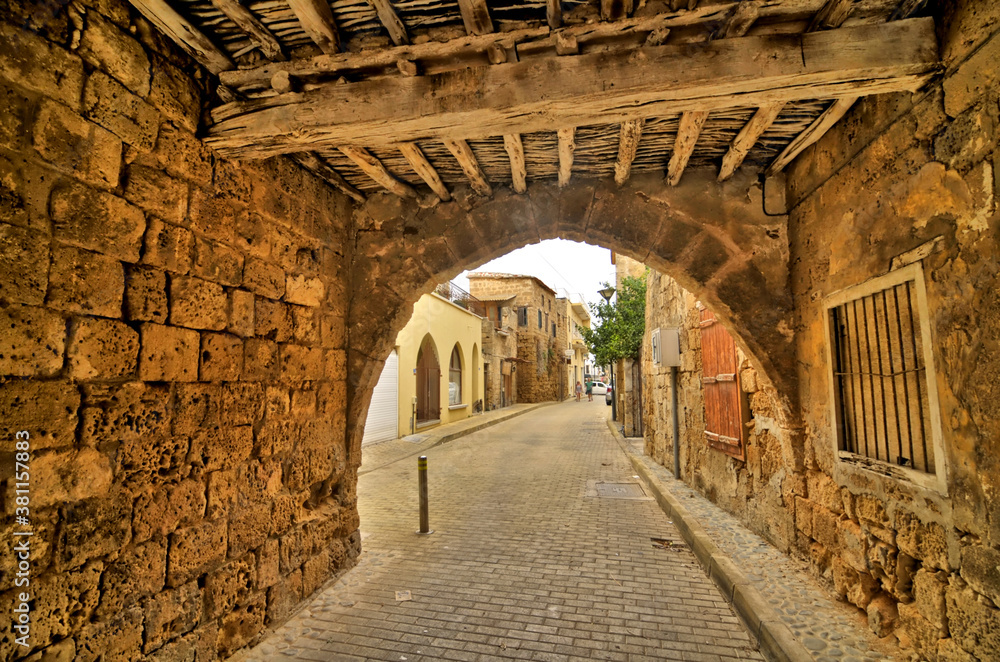 Fototapeta premium Street of Famagusta - city on the east coast of North Cyprus.