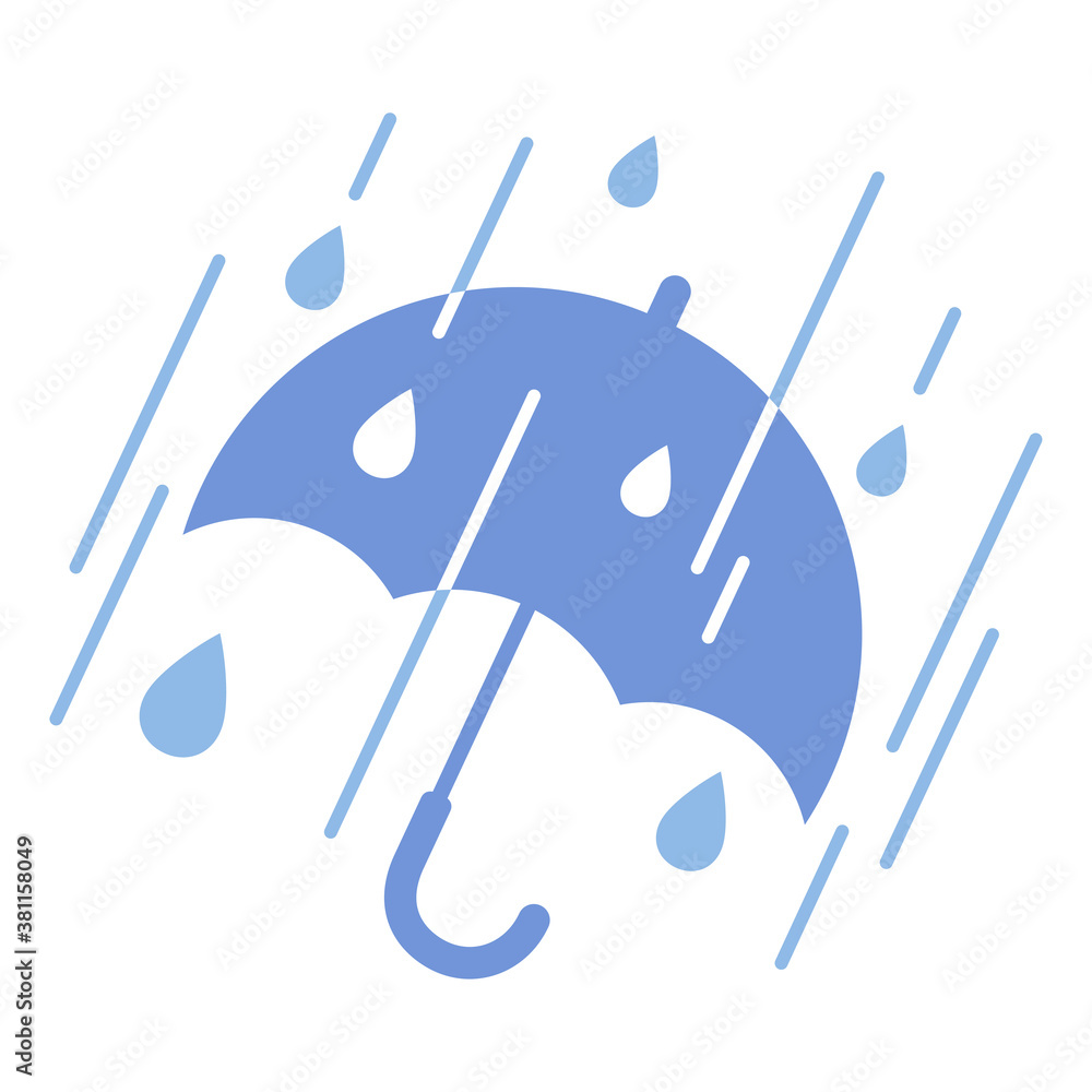 かわいい天気のアイコン 暴風雨 傘 イラスト Stock Vector Adobe Stock