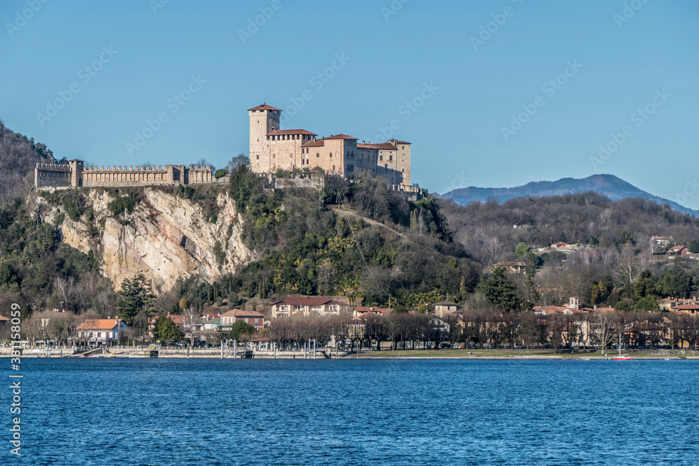 Landscape of the castle of Angera and the city