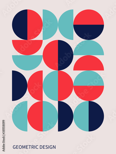 Trendy bauhaus pattern. Bauhaus poster. Vector geometric abstract circle shapes