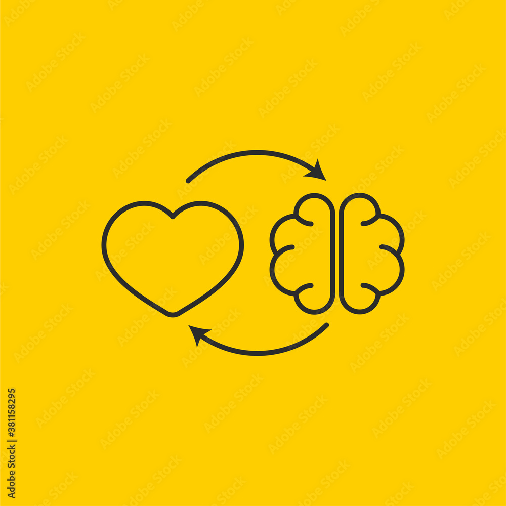 Connection between mind and senses. Connected heart and brain Connection between mind and senses. Connected heart and brain