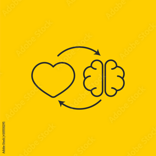 Connection between mind and senses. Connected heart and brain