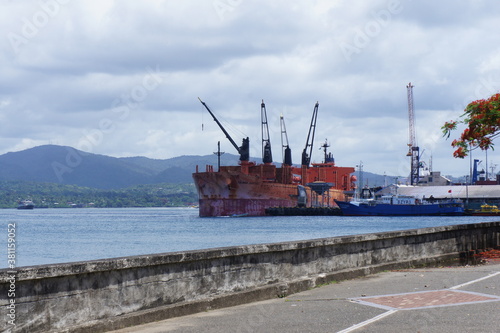The ship docked in the bay of the capital Suva on the island of Viti Levu in the archipelago of Fiji