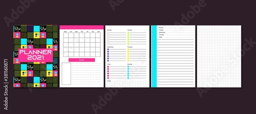 Daily, weekly, monthly planner template. Minimalist planners. Week schedule. Organizer page.