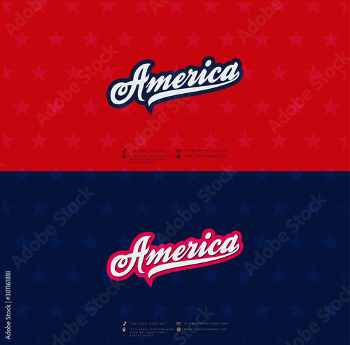 America logo design. Modern flat vector illustration.