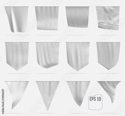 White pennant mockups. White blank flags