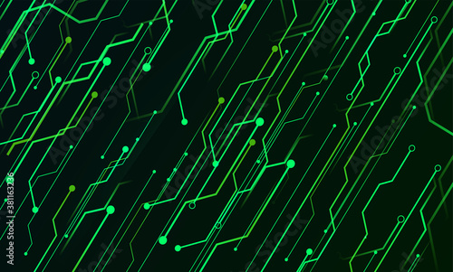 Internet concept. Social network communication in the global computer networks. Green Circuit technology background, digital data connection system and computer electronic design. 3d illustration.