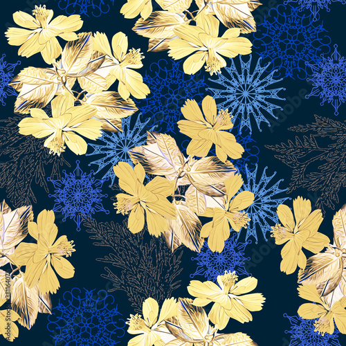 Winter impressions with snowflakes, seamless pattern.