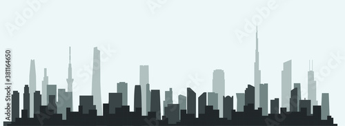 Abstract futuristic city sky with modern buildings vector wallpaper background. Vector illustration EPS 10.