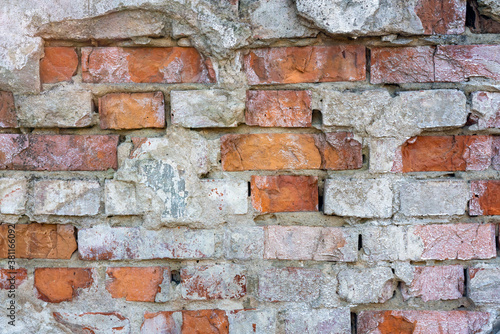 Old wall of red brick  background texture