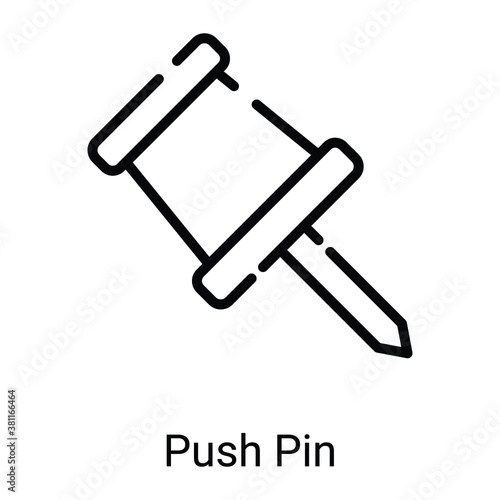 push pin vector line icon
