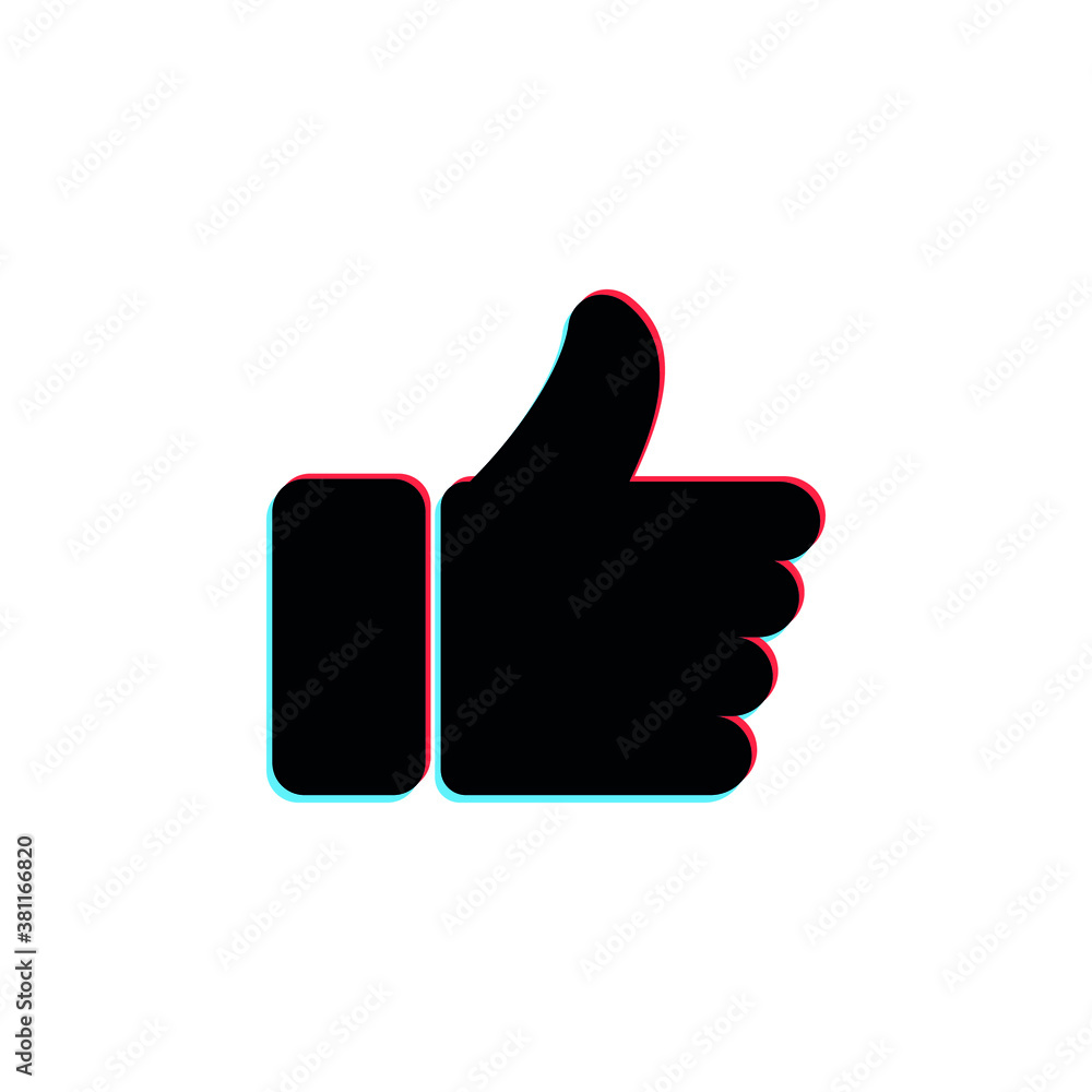 Like icon in glitch style, Thumbs Up symbol Like icon in glitch style, Thumbs Up symbol