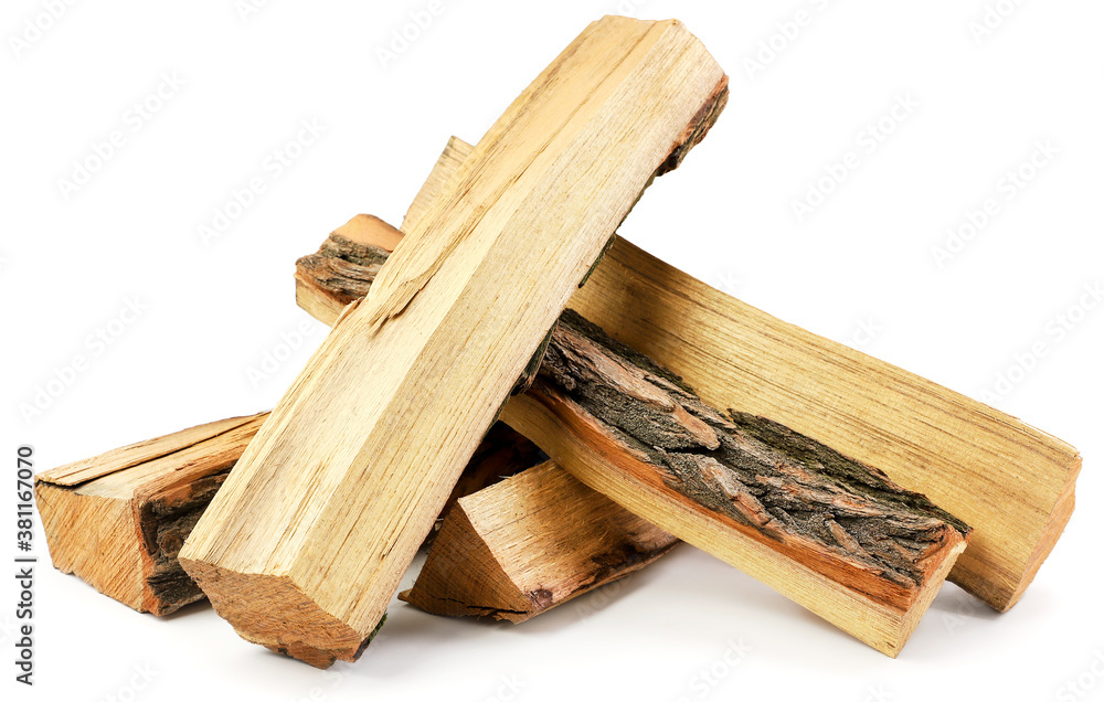 A heap of firewood on a white background. Isolated