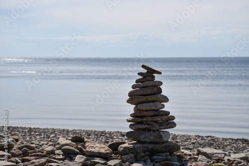 Stacked stones by the coast