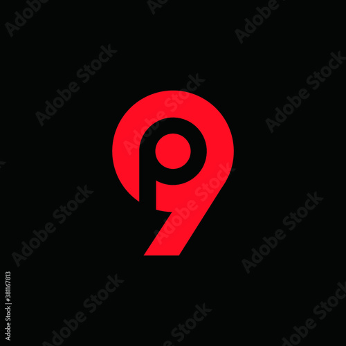 P alphabet  logo P9 technologies vector icon illustrations