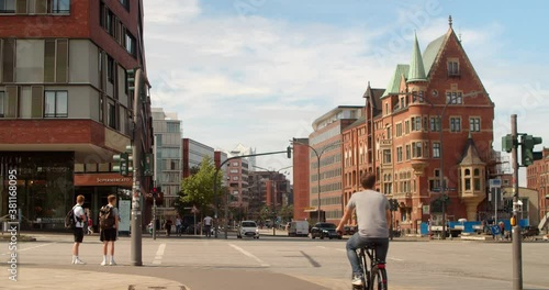 The ancient streets of Spächertat in Hamburg, Germany. 23. August. 2020. Unesco World Cultural Heritage (Speicherstadt) in Hamburg, Germany.