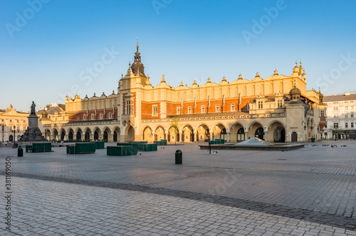 Krakow, Poland, Cloth Hall on the Main Square in the morning sunlight