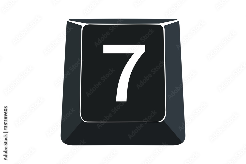 7 key on computers keyboard with white background 7 key on computers keyboard with white background