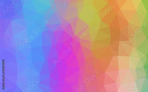 Light Multicolor, Rainbow vector abstract polygonal layout. Triangular geometric sample with gradient. Polygonal design for your web site. © Dmitry