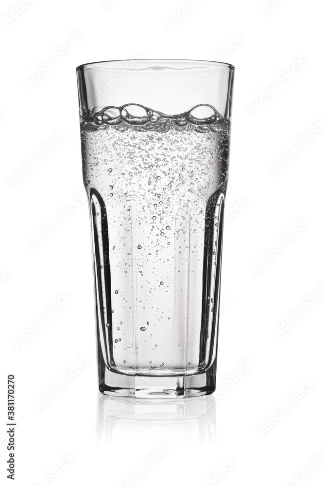 Glass of water with bubbles of gas isolated on white. Glass of water with bubbles of gas isolated on white.