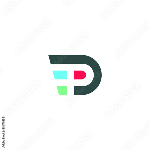 PD alphabet logo lineart P technologies vector icon illustrations