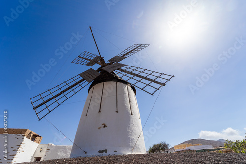 A typical Fuerteventura windmill (Los Molinos). Canary Islands. Spain.