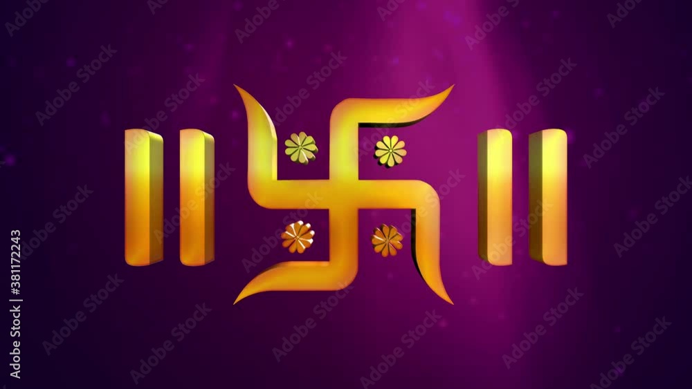 Swastika 3d with Purple background unique animation with 3d Ganpati Ganesh icon Swastik  welcome